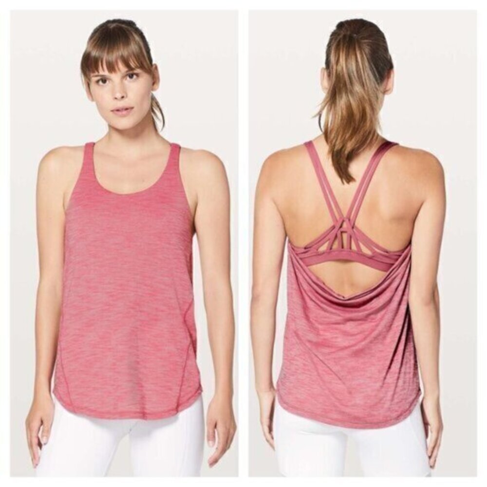 Lululemon Moment To Movement 2-In-1 Tank Size 6 Heathered Cherry Tint (Pink)